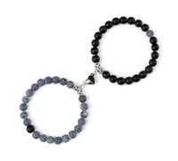 KJUUQBZL 2 pezzi/set braccialetti con ciondolo magnetico a forma di cuore romantico 6 8MM in pietra stagionata coppia gioielli fatti a mano Strench(8mmstyle 12)