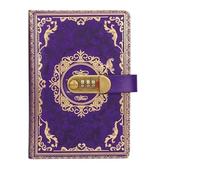 KJUUQBZL Diario for notebook con password digitale retrò con lucchetto A5, diario perfetto for la privacy delle persone con lucchetto a combinazione in pelle PU for uomini e donne(A5-Purple)