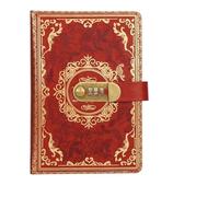 KJUUQBZL Diario for notebook con password digitale retrò con lucchetto A5, diario perfetto for la privacy delle persone con lucchetto a combinazione in pelle PU for uomini e donne(A5-Brown)