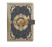 KJUUQBZL Diario for notebook con password digitale retrò con lucchetto A5, diario perfetto for la privacy delle persone con lucchetto a combinazione in pelle PU for uomini e donne(A5-Grey)