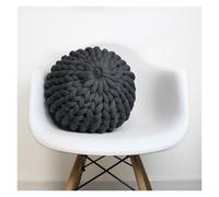 KJUUQBZL Home Semplice Cuscino di Filo Spesso Puro Fatto a Mano Imbottitura a Maglia Cuore Filato Rotondo Palla Stoffa Divano Accessori 81(Dark grey,Diameter 38cm)