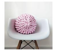 KJUUQBZL Home Semplice Cuscino di Filo Spesso Puro Fatto a Mano Imbottitura a Maglia Cuore Filato Rotondo Palla Stoffa Divano Accessori 81(Pink,Diameter 30cm)