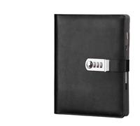 KJUUQBZL Portafoglio in pelle A5 for notebook da viaggio d'affari, portfolio con blocco password, raccoglitore ad anelli a 6 fori con fogli sciolti(A5 black)