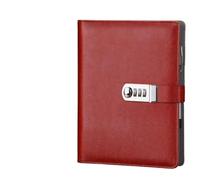 KJUUQBZL Portafoglio in pelle A5 for notebook da viaggio d'affari, portfolio con blocco password, raccoglitore ad anelli a 6 fori con fogli sciolti(A5 red)