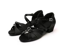 KJUUQBZL Scarpe da Ballo Latino da Donna Scarpe da Ballo Moderne da Pole Salsa Tango Scarpe Latine Regolabili con Tacco Alto for Ragazze Sala da Ballo da Donna(Black Satin,24)
