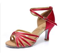 KJUUQBZL Tango/Sandali/Scarpe da Ballo Latino da Donna Scarpe da Ballo Professionali for Salsa con Tacco for Ragazze Donna Donna(Wine Red Gold 5cm,38)