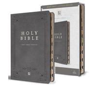 KJV Holy Bible, Giant Print Thinline Large format, Gray Premium Imitation Leathe r with Ribbon Marker, Red Letter, and Thumb Index: King James ... Ribbon Marker, Giant Print Large, Red Letter