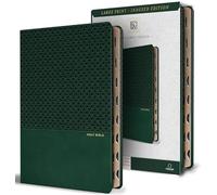 KJV Holy Bible, Large Print Handy Size format, Olive Green Premium Imitation Leather with Ribbon Marker, Red Letter, Thumb Index / KJV Holy Bible, Large