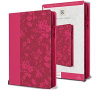 KJV Holy Bible, Large Print Handy Size, Fuchsia Premium Imitation Leather w/Ribbon Marker, Red Letter, Zipper