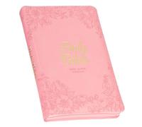 KJV Holy Bible, Standard Size Faux Leather Red Letter Edition - Thumb Index & Ribbon Marker, King James Version, Pink Floral Zipper Closure