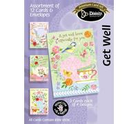 KJV - Set di 12 biglietti con scritta "Get Well", per tè e caffè