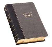 KJV Study Bible, Standard King James Version Holy Bible, Thumb Tabs, Ribbons, Vegan Leather, Gray/Black Two-Tone