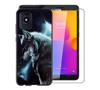 KJYF Cover per Alcatel 1B 2022 (5.5") Custodia, con 1 Pezzi Pellicola Vetro Temperato Silicone Morbido Liquid Anti Graffio TPU Nero Case per Alcatel 1B 2022 - WMA16