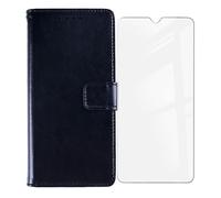 KJYF Cover per Doogee S89 PRO (6,30"), 360° Anti-Graffio Silicone Cover Libro in PU Pelle Portafoglio Flip Kickstand Custodia + Vetro Temperato Pellicola Protettiva per Doogee S89 PRO - Black