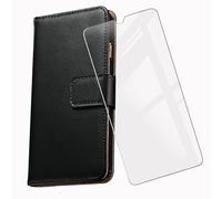 KJYF Cover per Doro 8100 (6,1"), 360° Anti-Graffio Silicone Cover Libro in PU Pelle Portafoglio Flip Kickstand Custodia + Vetro Temperato Pellicola Protettiva per Doro 8100 - Black