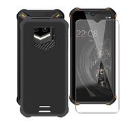 KJYF Cover per Oukitel WP15S (6,52"), Ultra Sottile Morbido Silicone Custodia Anti-Graffio Protettiva Case con 1 Pezzi Pellicola Vetro Temperato per Oukitel WP15S - Nero