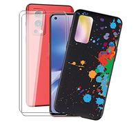 KJYF Custodia + 2 Pezzi Vetro Temperato Pellicola Protettiva per OnePlus Nord 2 5G (6.43"), Nero in Silicone Morbido TPU Cover, Anti Graffio Protettiva Case per OnePlus Nord 2 5G - WMA13