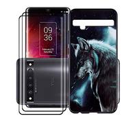 KJYF Custodia + 2 Pezzi Vetro Temperato Pellicola Protettiva per TCL 10 PRO (6.47"), Nero in Silicone Morbido TPU Cover, Anti Graffio Protettiva Case per TCL 10 PRO - WMA16