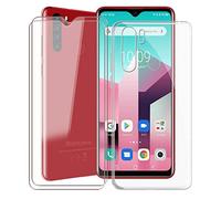 KJYF Custodia Cover per Blackview A80 Plus + Pellicola Protettiva in Vetro Temperato, Transparent Silicone Anti-Giallo TPU Cover, 2 Pezzi Schermo Protettore per Blackview A80 Plus (6.49") - Clear