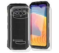 KJYF Custodia Cover per Doogee V30 + Vetro Temperato, Transparent Anti-Giallo Silicone Anti-Graffio TPU Case, 2 Pezzi Pellicola Protettiva per Doogee V30 (6.58") - Cristallo