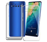 KJYF Custodia Cover per TCL 10 Plus + Pellicola Protettiva in Vetro Temperato, Transparent Silicone Anti-Giallo TPU Case, 2 Pezzi Schermo Protettore per TCL 10 Plus (6.47") - Clear