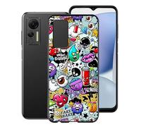 KJYF Custodia Cover per Ulefone Note 14 (6.52"), Nero Morbido Silicone Ultra Sottile Protezione Case Anti-Graffio Bumper Carino Moda Custodia per Ulefone Note 14 - Graffiti
