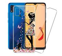 KJYF Custodia Cover per ZTE Blade A51 + Pellicola Protettiva in Vetro Temperato, Transparent Silicone Anti-Giallo TPU Case Guscio, Schermo Protettore per ZTE Blade A51 (6.52") - WM49