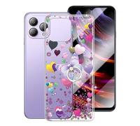 KJYF Custodia per Cubot P80 (6.58") + Staffa ad Anello con Rotazione 360°, Trasparente Morbido Silicone Protettivo Case, [Ultra Sottile] [Anti-Graffio] per Cubot P80 Cover - Amore