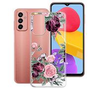 KJYF Custodia per Samsung Galaxy M13 (6,6"), Trasparente Morbido Silicone TPU Gel Protettivo Case, Ultra Sottile in Flessibile Anti-Graffio Antiurto Cover per Samsung Galaxy M13 - Peonia Fiori
