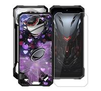 KJYFOANI Cover per Doogee S200 X (6.72") e 1 Pezzi Pellicola Protettiva in Vetro Temperato, Nero Silicone TPU Case + Telefono Ring Holder - Antiurto Custodia per Doogee S200 X - XV16