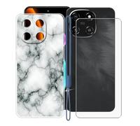 KJYFOANI Custodia per Blackview Color 6 (6.67") Case Trasparente Morbida Silicone TPU Cover Antiurto Bumper + Vetro Temperato Pellicola Protettiva 1 Pezzi -Marmo