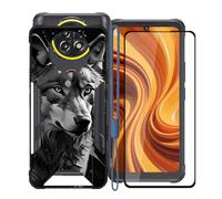KJYFOANI Custodia per Cubot Kingkong Ace 5 Cover e 1 Pezzi Pellicola Vetro Temperato, Nero Morbido Silicone TPU Case Antiurto Bumper per Cubot Kingkong Ace 5 (6.75") -W11