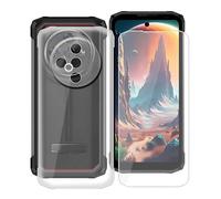 KJYFOANI Custodia per Doogee Fire 6 Power Cover, Trasparente Silicone TPU Case, Antiurto Bumper Protezione + Vetro Temperato Pellicola Protettiva per Doogee Fire 6 Power (6.56") - Cristallo