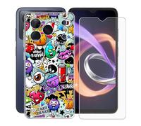 KJYFOANI Custodia per Doogee Note 56 Plus (6.56") con 1 X Vetro Temperato Pellicola Protettiva, Morbido Silicone Case - Antigraffio Bumper Cover per - XS40