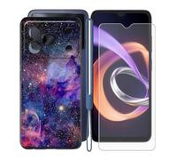 KJYFOANI Custodia per Doogee Note 56 Plus Cover e 1 Pezzi Pellicola Vetro Temperato, Nero Morbido Silicone TPU Case Antiurto Bumper per Doogee Note 56 Plus (6.56") -WMA511
