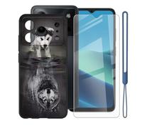 KJYFOANI Custodia per Doogee Note 56X Lite(6.56")-Nero+Vetro-A27