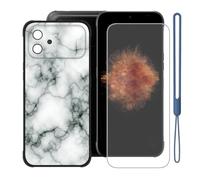 KJYFOANI Custodia per Gigaset GX30(6.58")-Nero+Vetro-WM73 | 1 Pezzi Vetro Temperato, Durezza 9H,HD definizione,Silicone TPU Case,Anti- Impronte,Resistente ai graffi，Antiterremoto