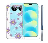 KJYFOANI Custodia per Huawei Nova 16 Pro-Trasparente+Vetro-XT41 | 1 Pezzi Vetro Temperato, Durezza 9H,HD definizione,6.84",Silicone TPU Case,Anti- Impronte,Resistente ai graffi，Antiterremoto