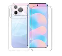 KJYFOANI Custodia per Huawei Nova 16 SE-Trasparente+Vetro | 2 Pezzi Vetro Temperato, Durezza 9H,HD definizione,6.84",Silicone TPU Case,Anti- Impronte,Resistente ai graffi，Antiterremoto