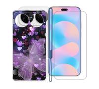 KJYFOANI Custodia per Huawei Nova 16 Ultra-Trasparente+Vetro-XV16 | 1 Pezzi Vetro Temperato, Durezza 9H,HD definizione,6.84",Silicone TPU Case,Anti- Impronte,Resistente ai graffi，Antiterremoto