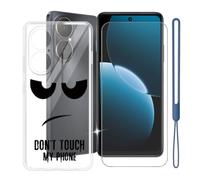 KJYFOANI Custodia per Huawei Nova Y73s-Trasparente+Vetro-DU05 | 1 Pezzi Vetro Temperato, Durezza 9H,HD definizione,6.67",Silicone TPU Case,Anti- Impronte,Resistente ai graffi，Antiterremoto