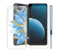 KJYFOANI Custodia per Huawei Nova Y73s-Trasparente+Vetro-W19 | 1 Pezzi Vetro Temperato, Durezza 9H,HD definizione,6.67",Silicone TPU Case,Anti- Impronte,Resistente ai graffi，Antiterremoto