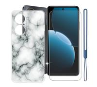 KJYFOANI Custodia per Huawei Nova Y73s-Trasparente+Vetro-WM73 | 1 Pezzi Vetro Temperato, Durezza 9H,HD definizione,6.67",Silicone TPU Case,Anti- Impronte,Resistente ai graffi，Antiterremoto