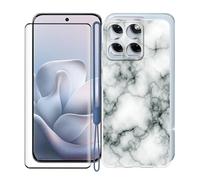 KJYFOANI Custodia per Motorola Edge 70 Fusion (6.78") Case Trasparente Morbida Silicone TPU Cover Antiurto Bumper + Vetro Temperato Pellicola Protettiva 1 Pezzi - Marmo