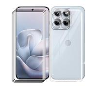 KJYFOANI Custodia per Motorola Edge 70 Fusion (6.78") Cover Trasparente Morbida Silicone TPU Case Antiurto Bumper + 3 Pezzi Vetro Temperato Pellicola Protettiva - Cristallo