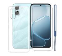 KJYFOANI Custodia per Oppo A6m-Trasparente+Vetro | 1 Pezzi Vetro Temperato, Durezza 9H,HD definizione,6.75",Silicone TPU Case,Anti- Impronte,Resistente ai graffi，Antiterremoto