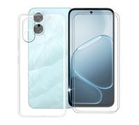 KJYFOANI Custodia per Oppo A6m-Trasparente+Vetro | 2 Pezzi Vetro Temperato, Durezza 9H,HD definizione,6.75",Silicone TPU Case,Anti- Impronte,Resistente ai graffi，Antiterremoto