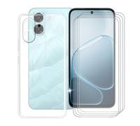 KJYFOANI Custodia per Oppo A6m-Trasparente+Vetro | 4 Pezzi Vetro Temperato, Durezza 9H,HD definizione,6.75",Silicone TPU Case,Anti- Impronte,Resistente ai graffi，Antiterremoto