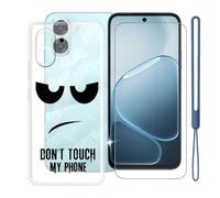 KJYFOANI Custodia per Oppo A6m-Trasparente+Vetro-DU05 | 1 Pezzi Vetro Temperato, Durezza 9H,HD definizione,6.75",Silicone TPU Case,Anti- Impronte,Resistente ai graffi，Antiterremoto