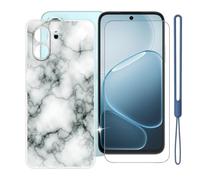 KJYFOANI Custodia per Oppo A6m-Trasparente+Vetro-WM73 | 1 Pezzi Vetro Temperato, Durezza 9H,HD definizione,6.75",Silicone TPU Case,Anti- Impronte,Resistente ai graffi，Antiterremoto